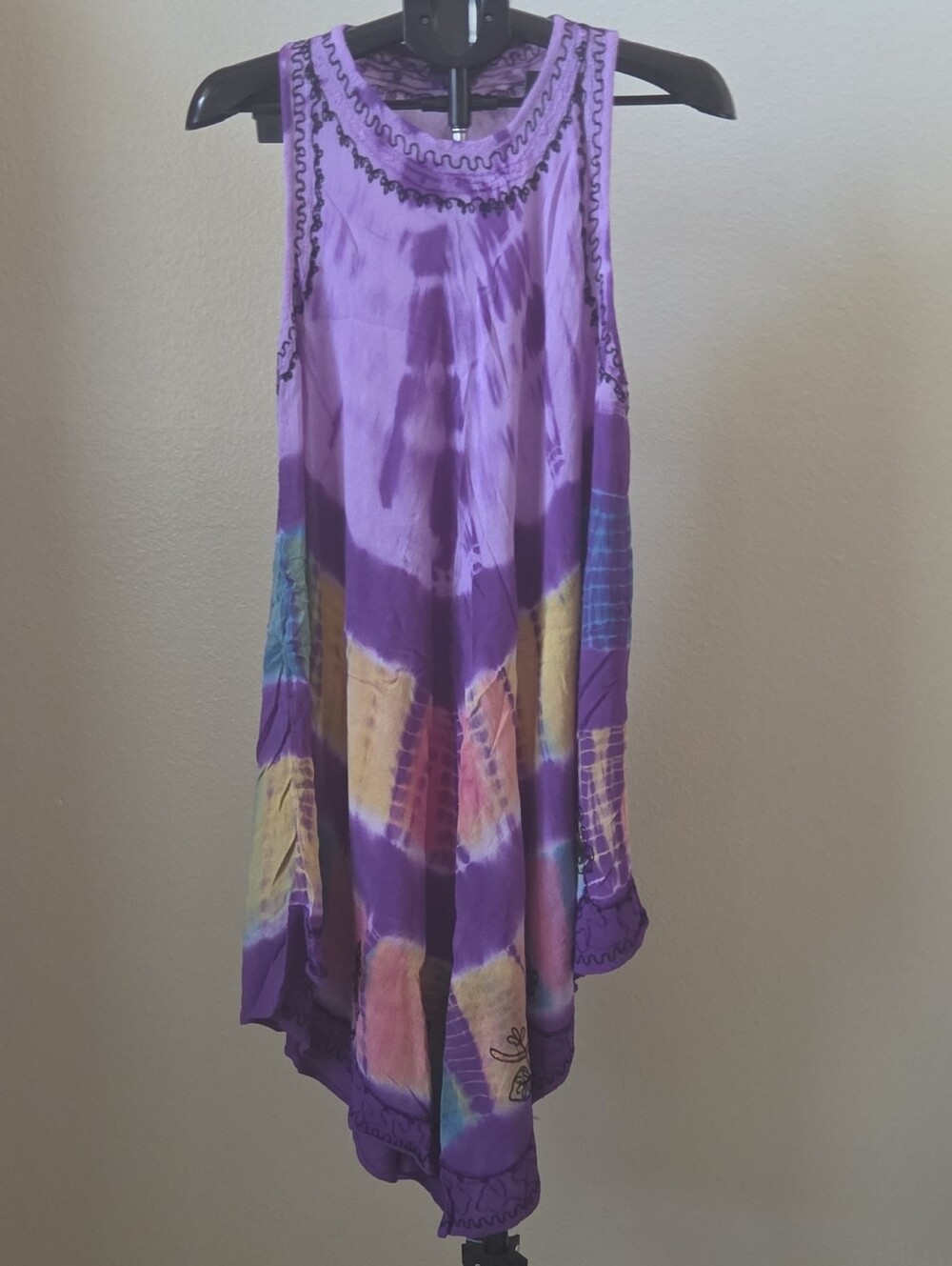 Revue Women's Purple Tie Dye Rayon Sleeveles Boho Festival Hippie - Picture 1 of 7